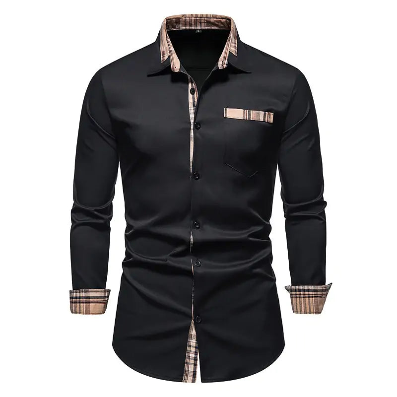 Men's Plaid Patchwork Formal Shirts
