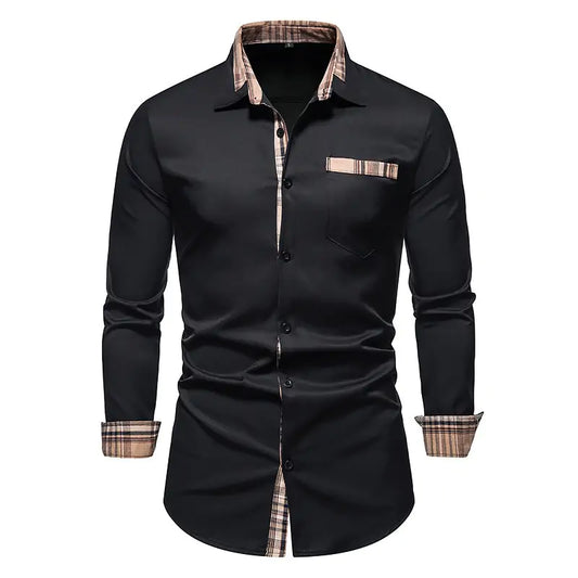 Men's Plaid Patchwork Formal Shirts