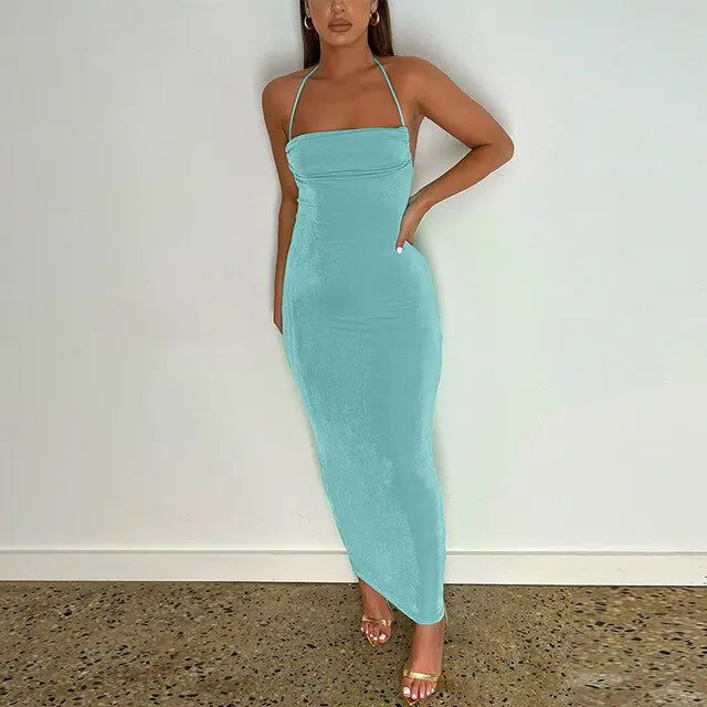 Slim Open Back Long Dresses