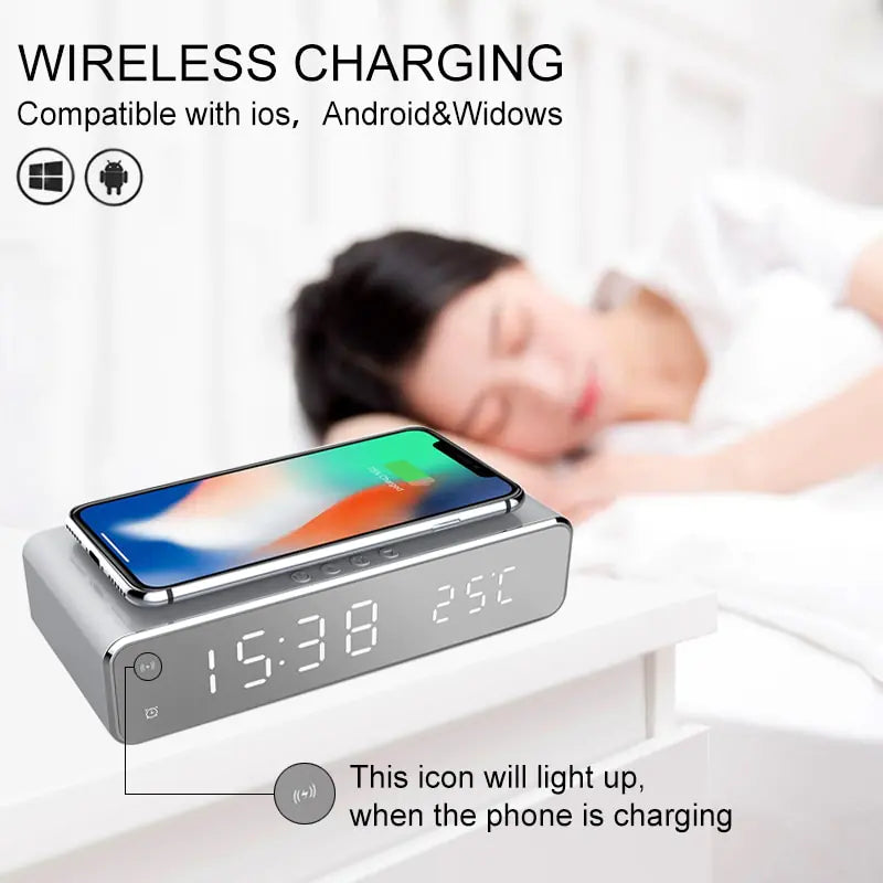 LED Wireless Charger Alarm Clock
