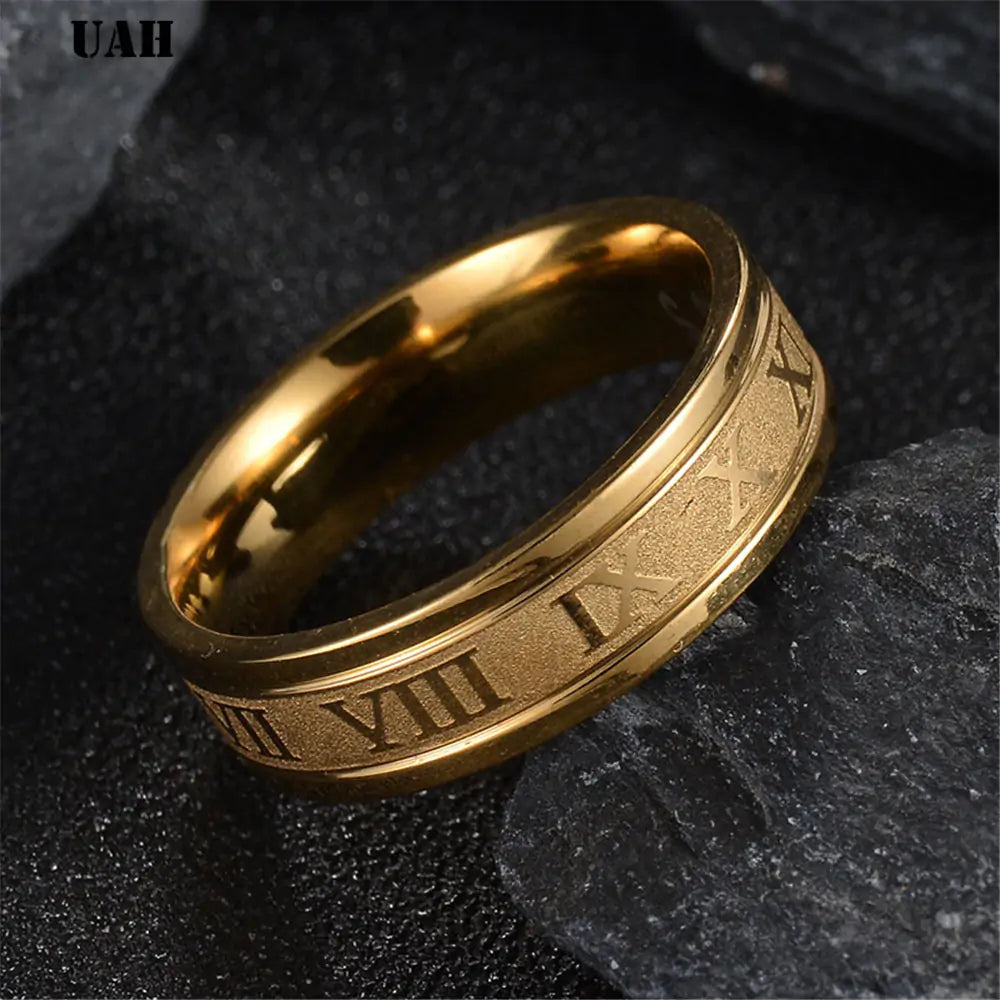 Stainless Steel Roman Numeral Ring