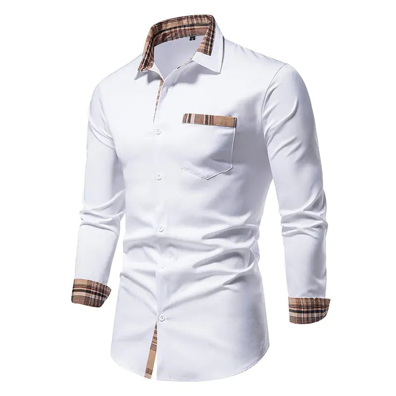 Men's Plaid Patchwork Formal Shirts