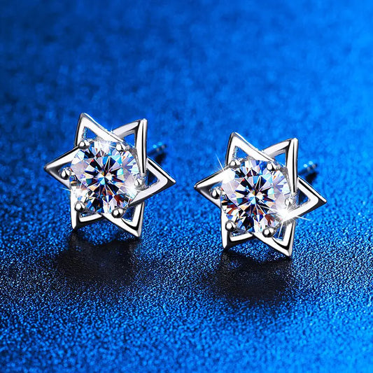 Hexagram Moissanite Stud Earrings