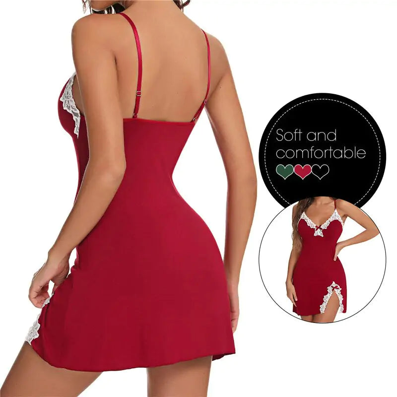 Women Sexy V-Neck Nightgown