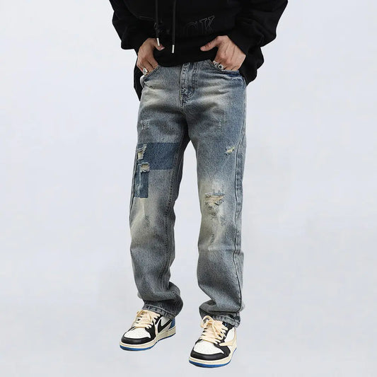 Men's Retro Loose Ripped Jeans