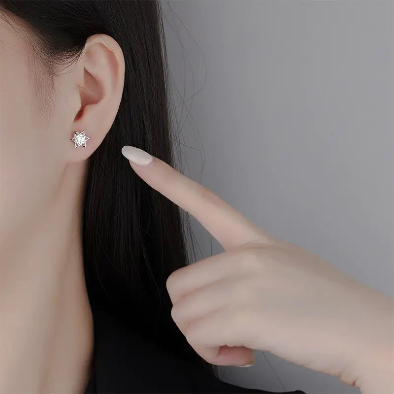 Hexagram Moissanite Stud Earrings