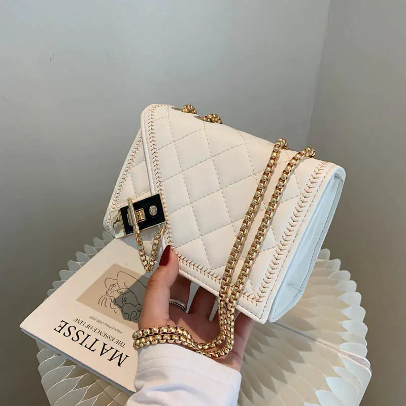 Chain Fashion Purse with Flap Closure