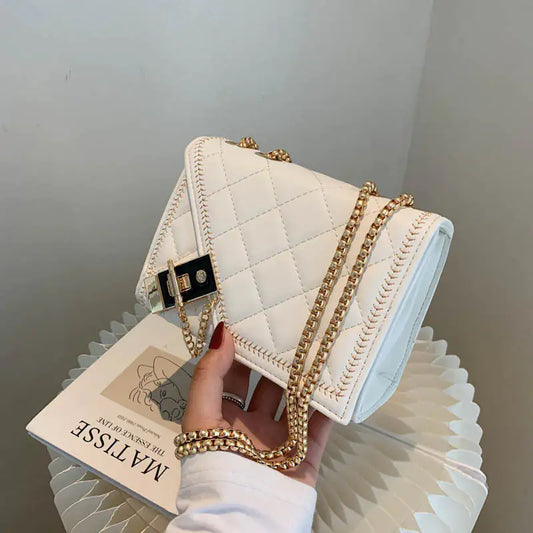 Chain Fashion Purse with Flap Closure
