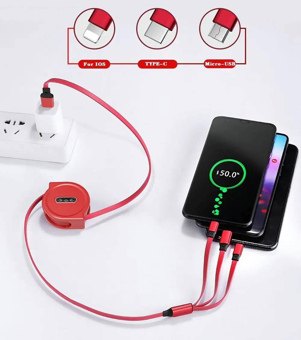 Retractable 3 in 1 USB Cable