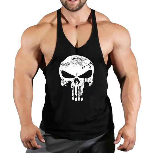 Men's Skull Bodybuilding Stringer Tank Top