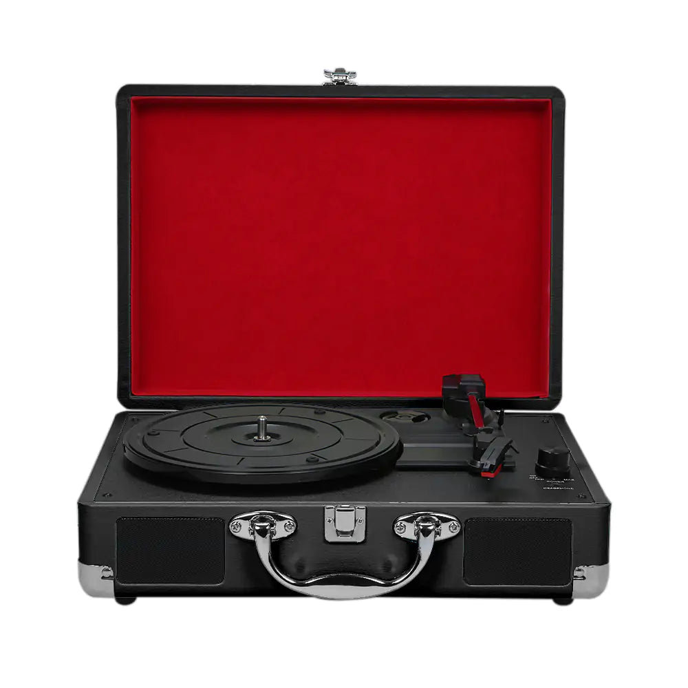 Vintage Portable Phonograph Turntable with Built-In Speakers