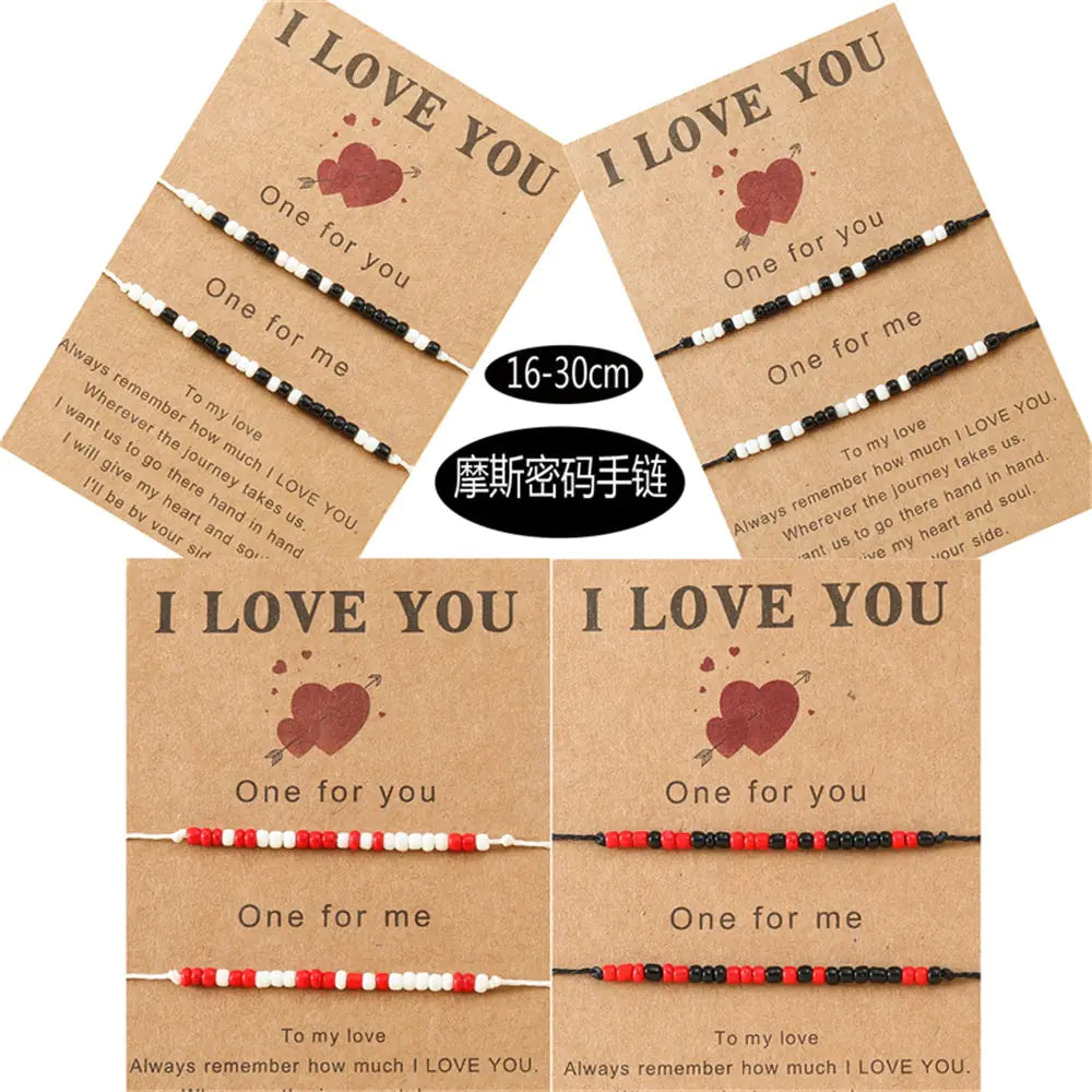 "I Love You" Morse Code Charm Bracelets