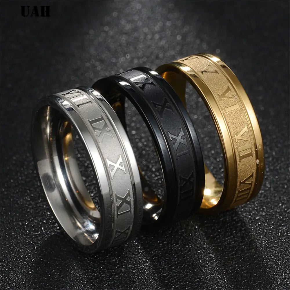 Stainless Steel Roman Numeral Ring