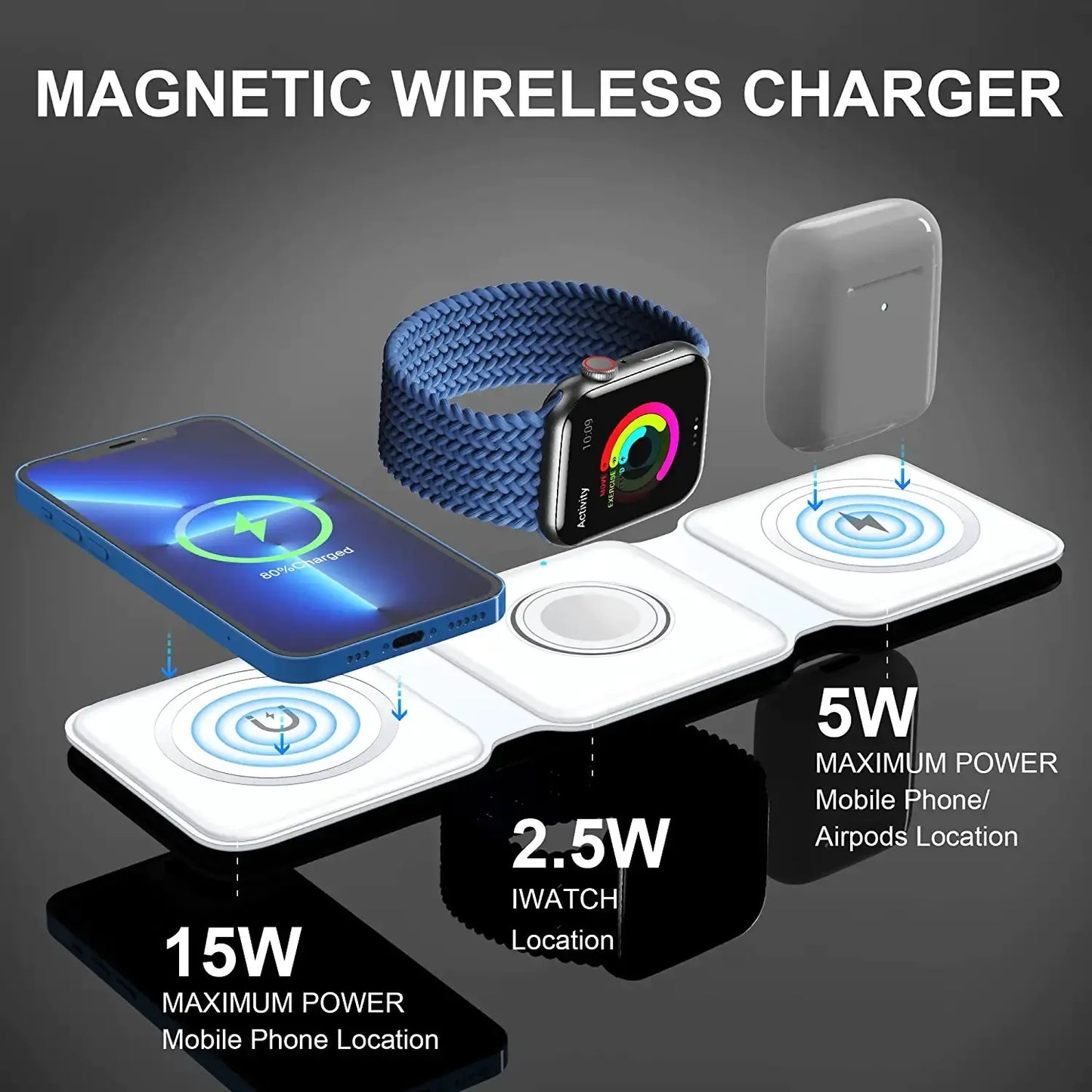 3 in 1 Foldable Magnetic Wireless Fast Charger