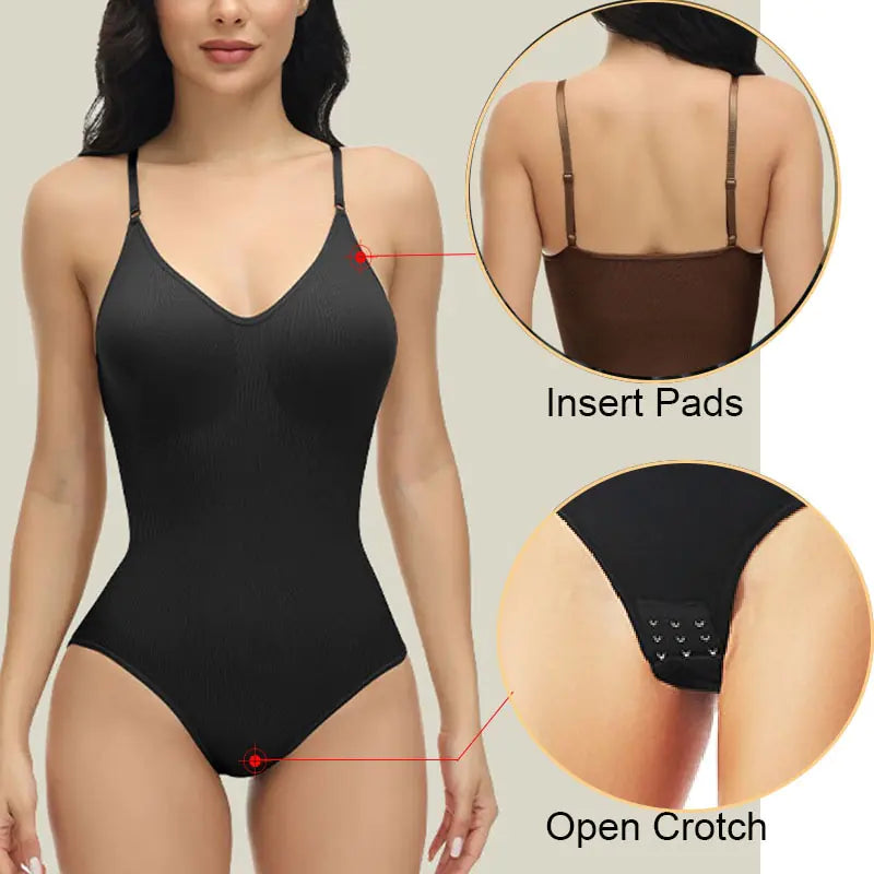 V-Neck Spaghetti Strap Bodysuit