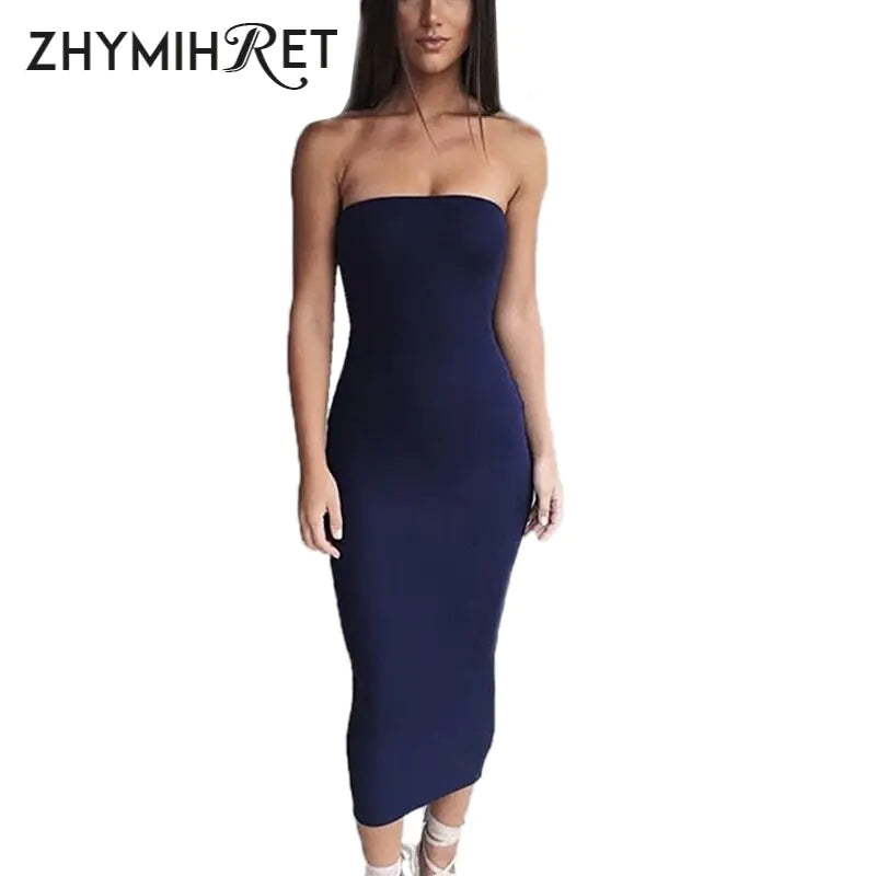 Elegant Strapless Long Dress