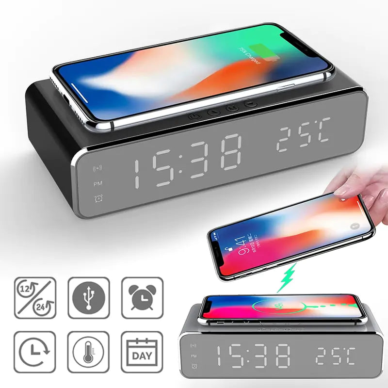 LED Wireless Charger Alarm Clock