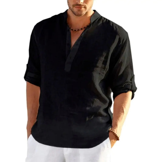 Men's Long Sleeve Quarter Button-Up Shirt