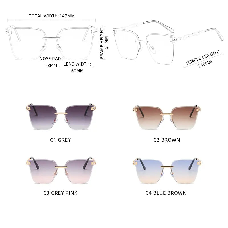 Frameless Cat-Eye Sunglasses