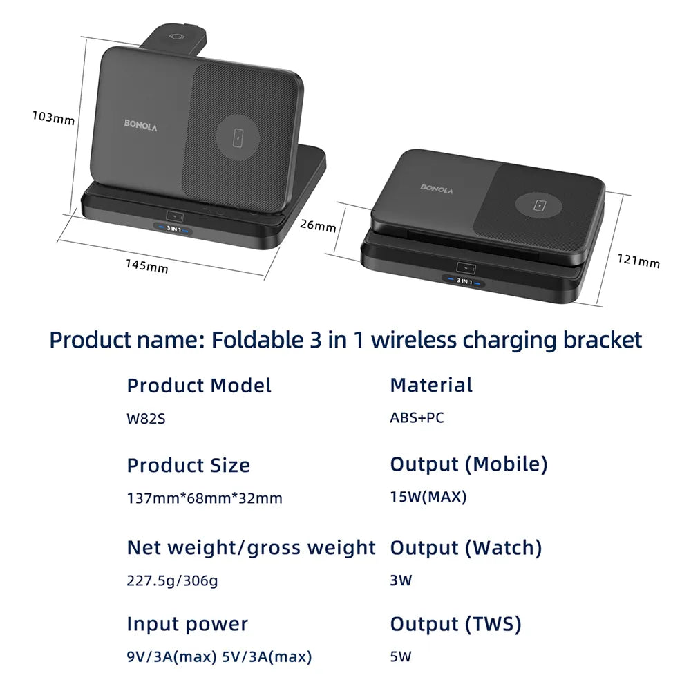 3 in 1 Wireless Portable Fast Charger
