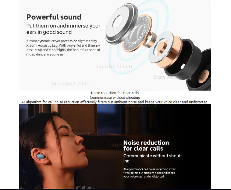 Noise Reducing Touch Control Bluetooth Earbuds